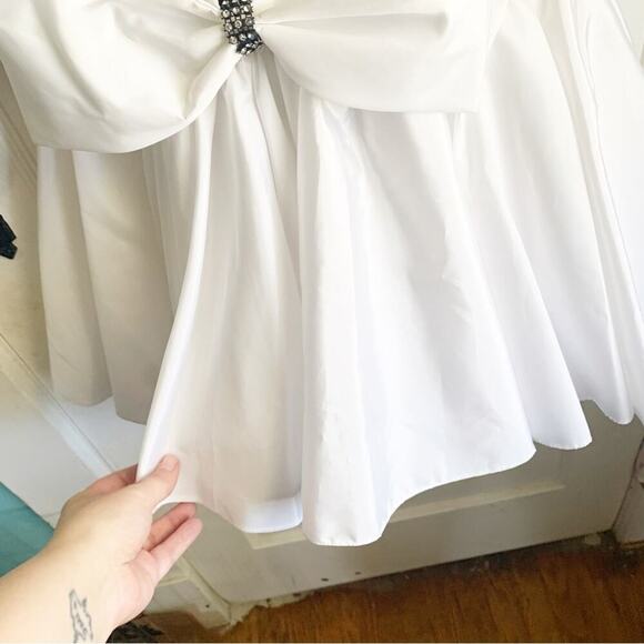 VTG Dave & Johnny 1980s Prom Dress Mesh Neckline Oversized Bow 9/10 JR HOCO Prom - Picture 7 of 15